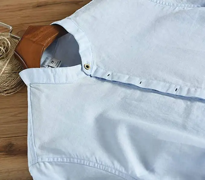 Cotton Linen Shirt Men 2020 Summer Short Sleeve Henley Chemise Homme Casual Slim Fit O Neck Beach Dress Shirts Camisa 3XL | Мужская