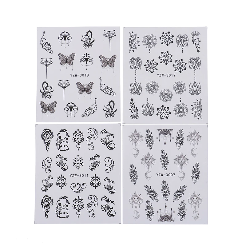 48PCS DIY Styling Wraps Tools Feather/lace flowerWater Transfer Tips Nail Art Sticker Decals Christmas Decor Manicure Styles | Красота и