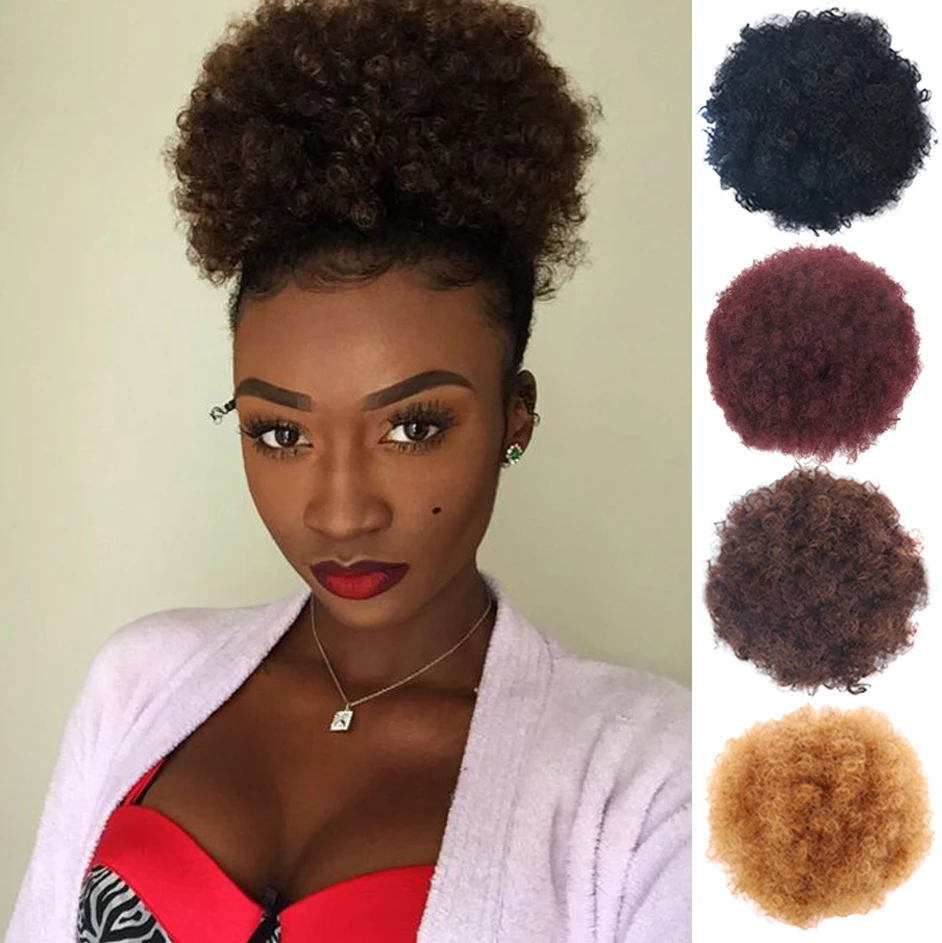 Волосы WEILAI в пучок шиньон аксессуары для волос афро пуховка мягкая жареная