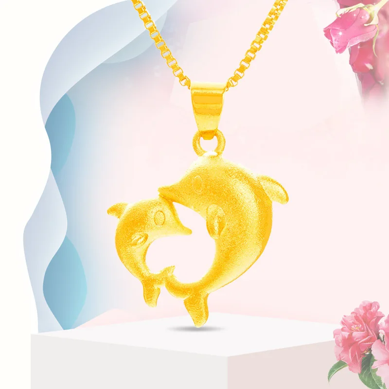 

Double Dolphin Pendant Necklaces for Women Love 24K Gold Plated Chain Necklaces Party Holiday Birthday Anniversary Jewelry Gift