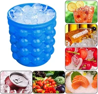 ice cube mold ice trays large silicone ice bucket 2 in 1 ice cube maker roundportablefor frozen whiskey cocktail beverages