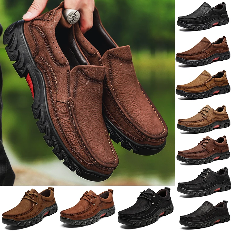 CUNGEL Мужская походная обувь удобные первый слой из воловьей кожи уличные