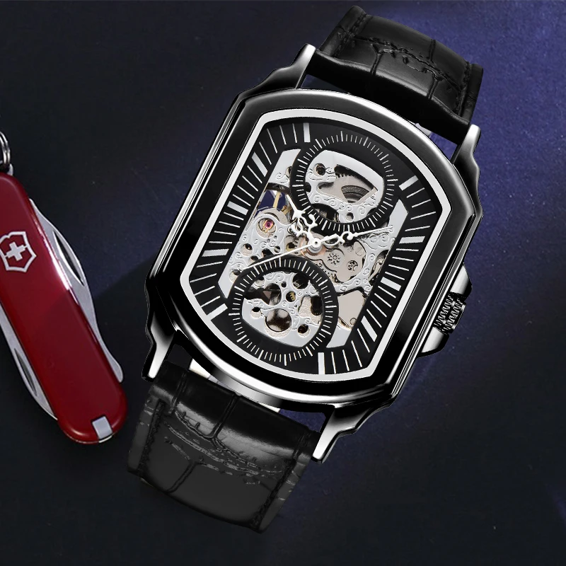 Часы наручные Forsining Мужские автоматические Классические Прозрачные брендовые