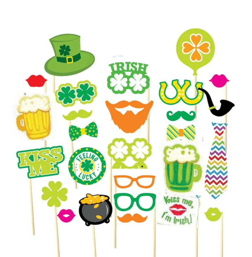 

27PCS Photo Booth Props for Beer Festival Sharmrock Props on A Stick Party Acessories