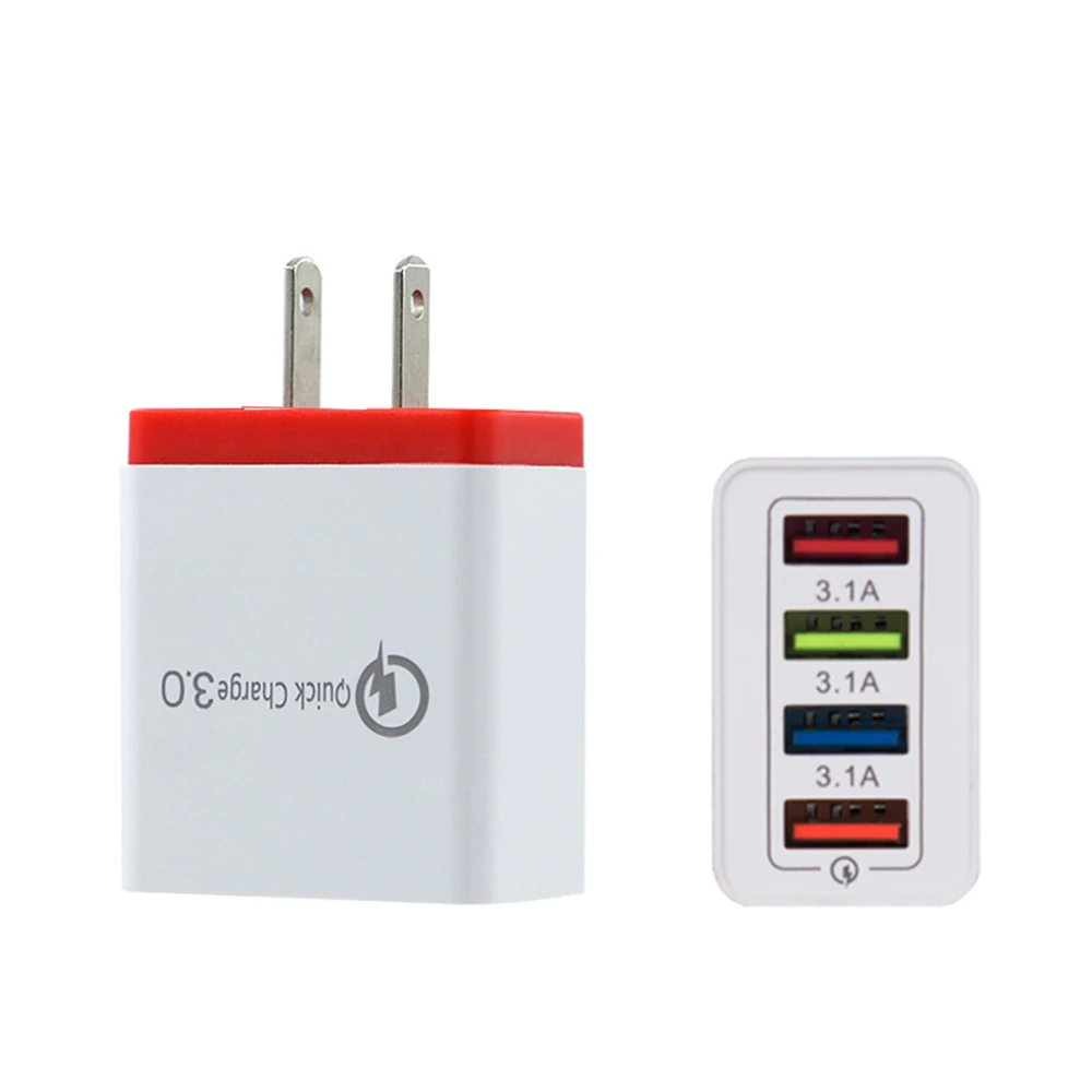 02 red Интеллектуальное зарядное устройство для мобильного телефона США 4USB 5V3A зарядное устройство для путешествий для samsung для Xiaomi для IPhone x для huawei адаптер зарядное устройство - Цвет: 02 red