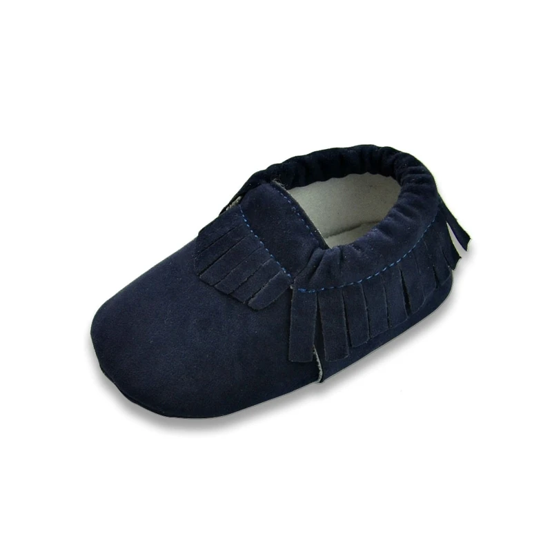 Navy blue Популярные мокасины из искусственной замши для новорожденных мальчиков и девочек; Мягкие Мокасины; обувь с бахромой на мягкой нескользящей подошве; обувь для малышей - Цвет: Navy blue