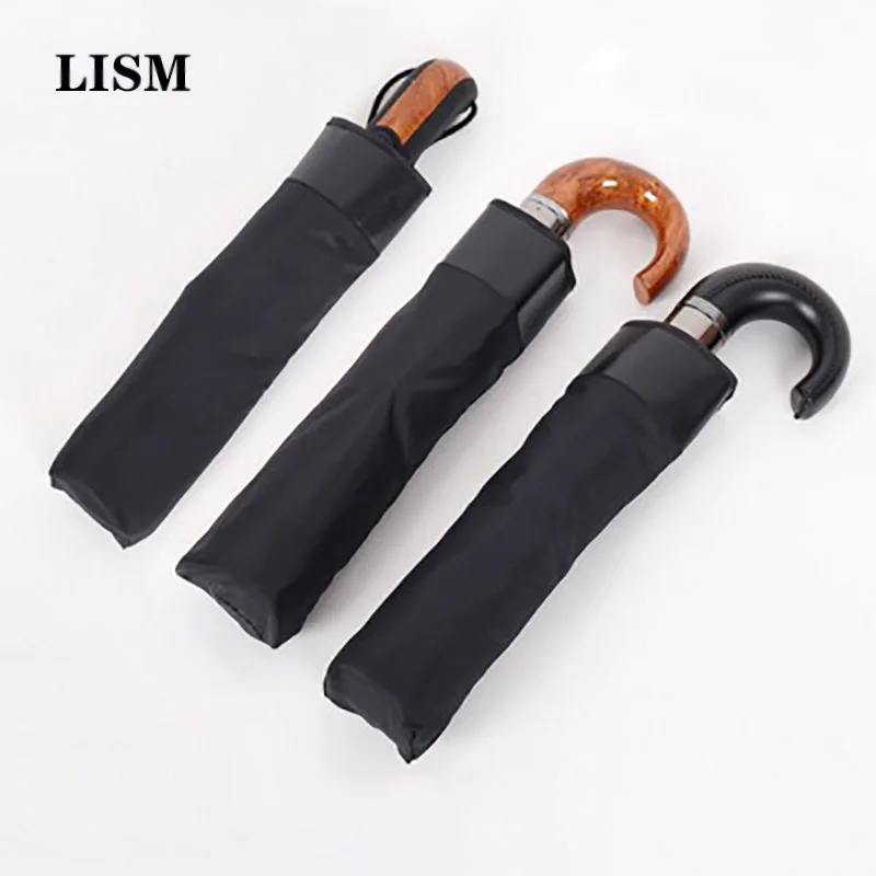 Мужской высококачественный деловой Зонт 10K автоматический зонт кожаный