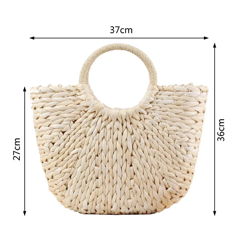 Простая ручная соломенная тканая сумка с меховым помпоном работа Летний Пляжный