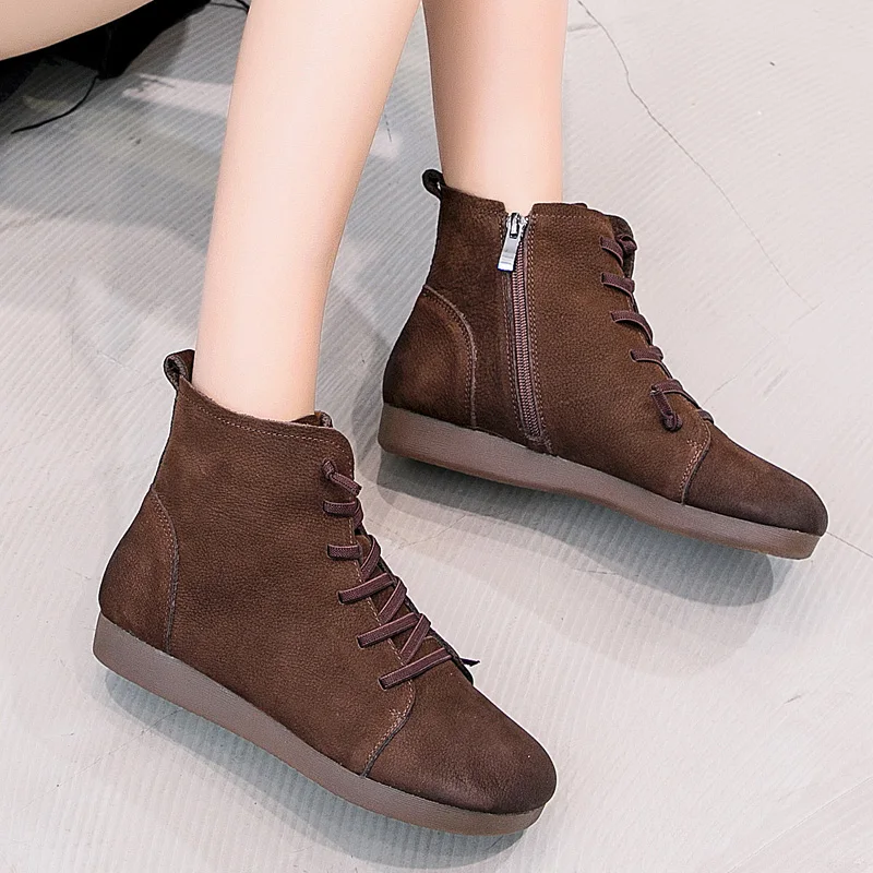 Женские винтажные ботильоны ручной работы GKTINOO модные осенне зимние из