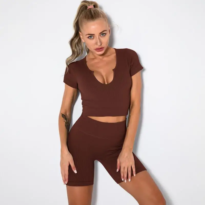 Новый стиль бесшовный Женский комплект для йоги тренировок фитнеса бюстгальтер