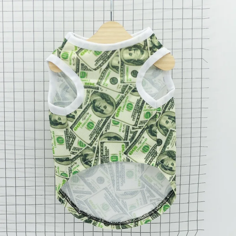 

Funny Print Dog Vest for Small Medium Dogs Rich Dog Clothes Cool French Bulldog Tshirt Schnauzer Clothing Dog Halloween Clothes