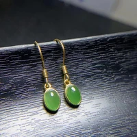 100 natural green jade drop earrings 4mm6mm aaa grade jade hook earrings 925 silver jade jewelry gift for woman