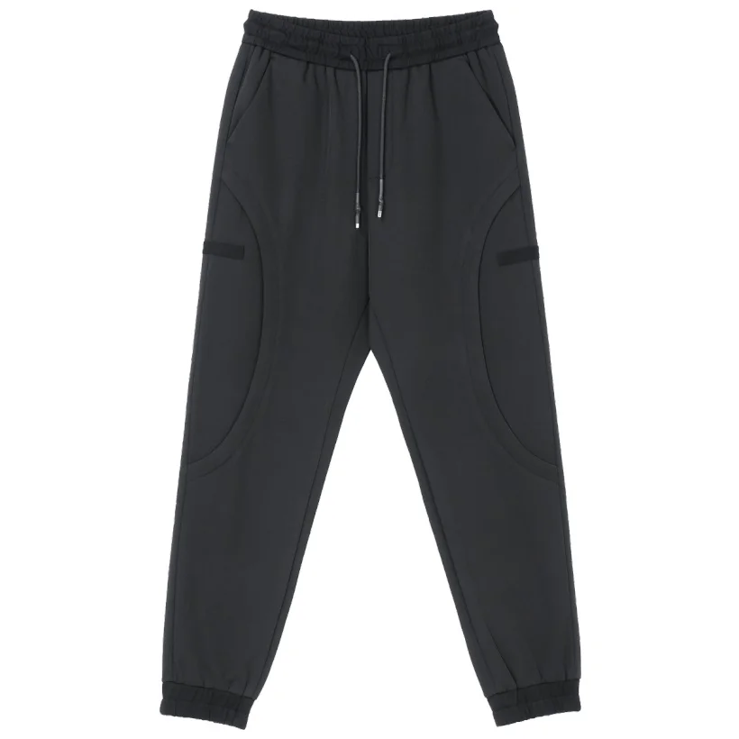 Jogger Специальное предложение полиэстер Pinli осень новые мужские Украшенные тело плюш и утолщенные спортивные штаны для отдыха B193417243 - Цвет: Black