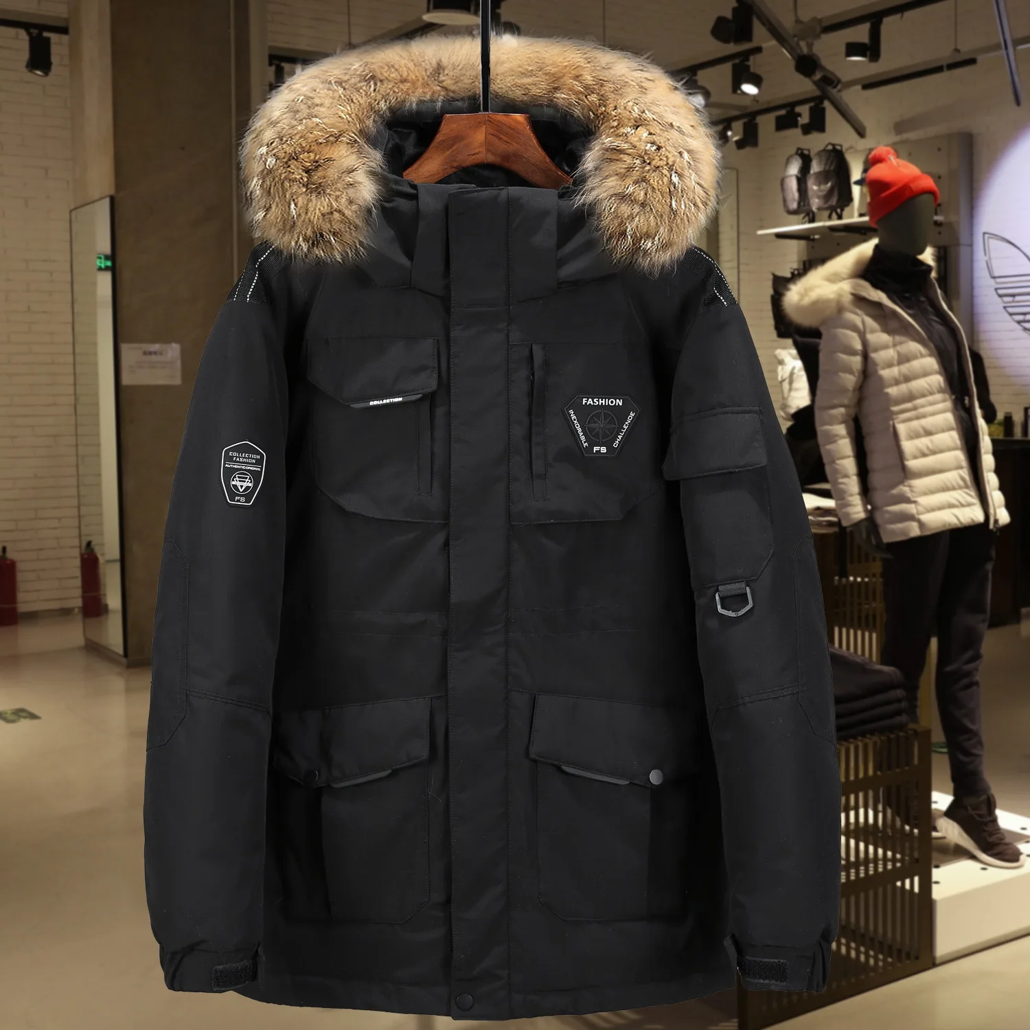 Down Jacket Men's Warm Autumn and Winter New Style Youth Thick Warm Hooded Down Jacket Casual Jacket