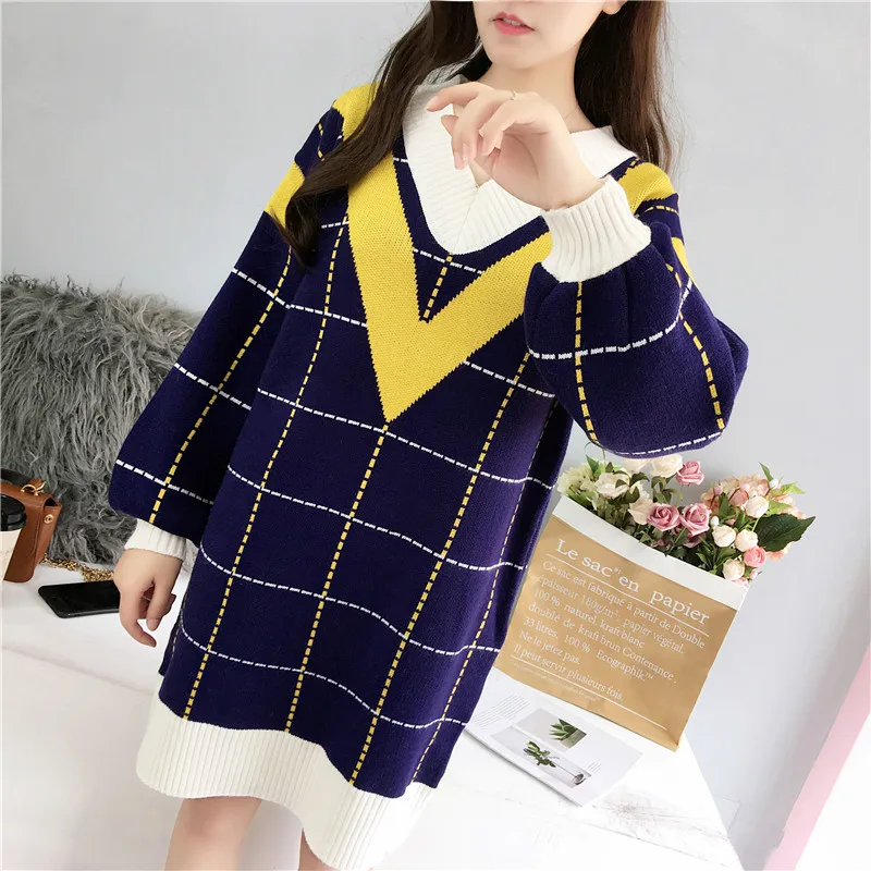 Осень зима длинный рукав простой высокий Сплит вязаный пуловер 2019 свитер женский