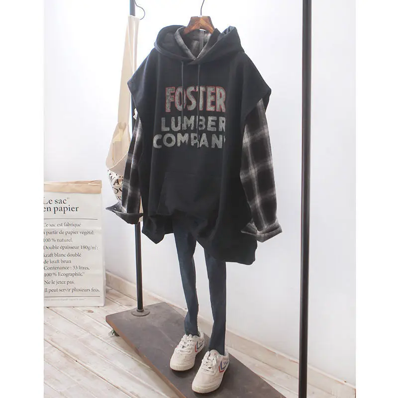 

Sweater Women Spring and Autumn 2021 Korean Loose BF Waistcoat Sleeveless Vest Hooded Vest Jacket
