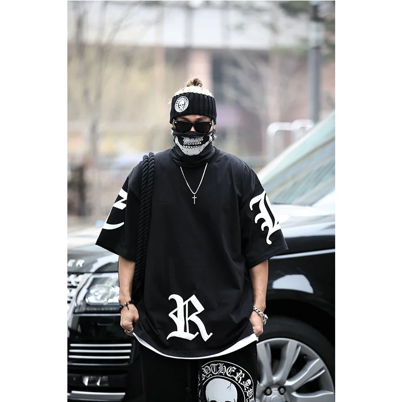 

Harajuku Мужская Однотонная футболка; Модная футболка с принтом, унисекс, футболка с короткими рукавами футболка классная с буквенным принтом Ф...