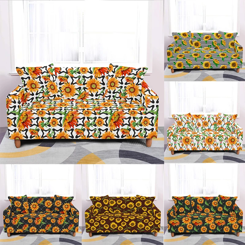 

Чехол для дивана с красивым принтом подсолнухов, эластичный чехол для углового дивана, съемный моющийся чехол для гостиной