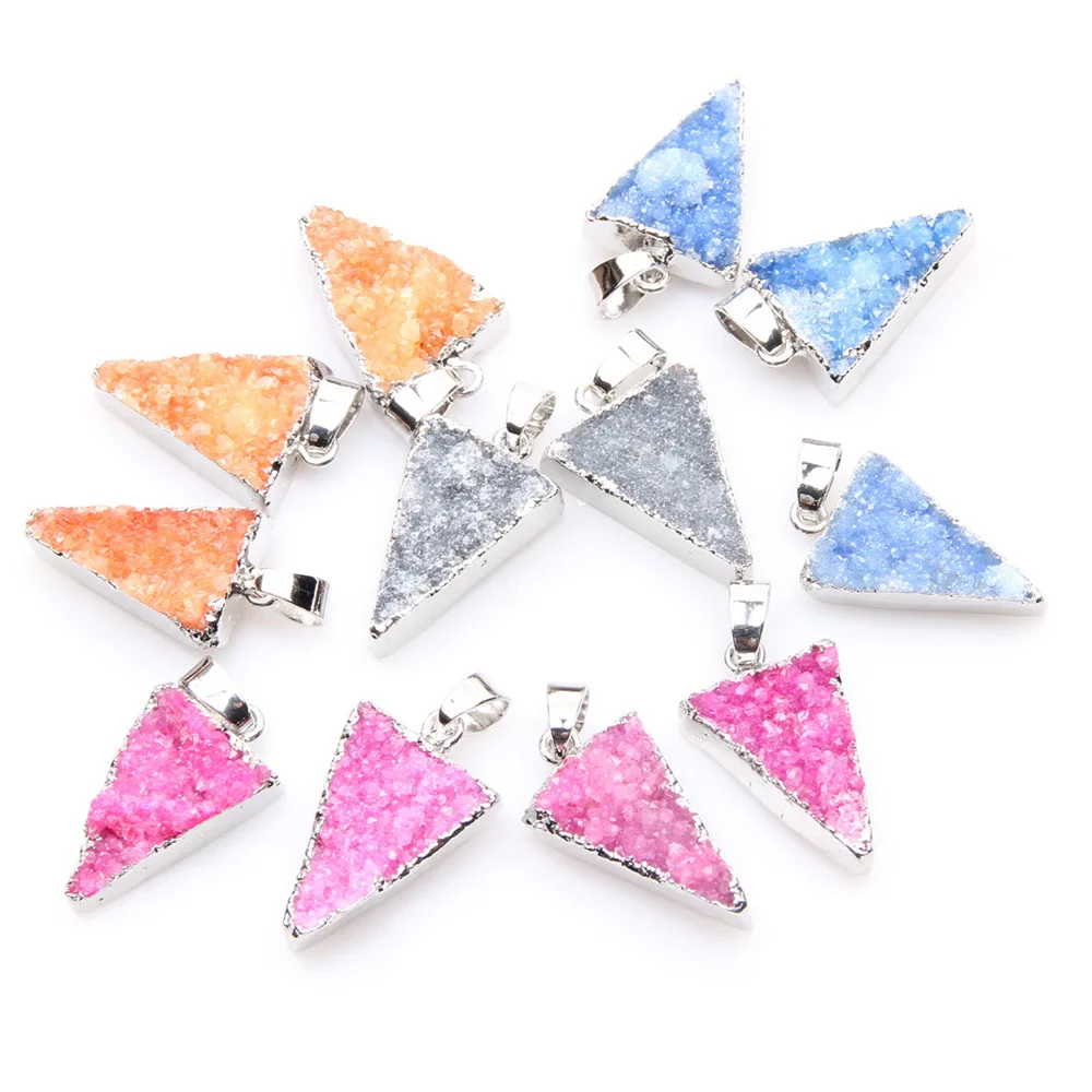 Модный кулон из натурального камня Женский кристаллический треугольный