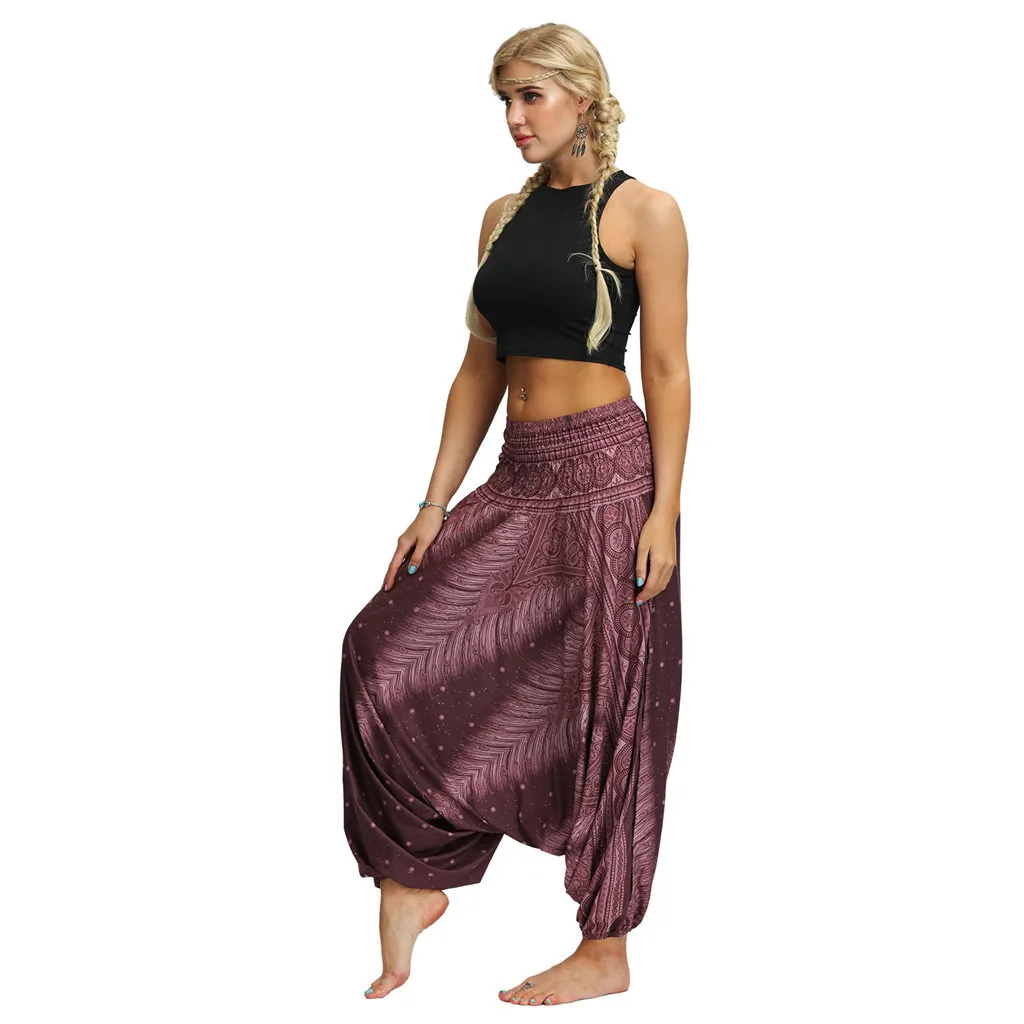 

Men Women Casual Baggy Pants High Rise Baggy Thai Style Bohemian Aladdin Hippy Festival Pants 5, 14