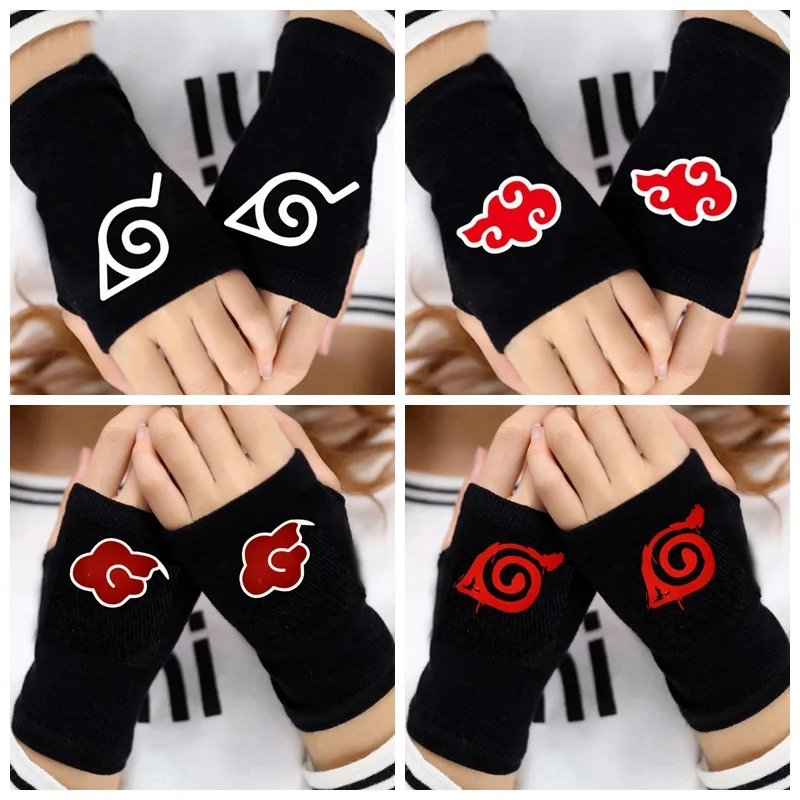 

Anime Gloves Two-Dimensional Animation Cosplay Merchandise Uchiha Konoha Logo Cool Warm And Thick Double-Layer Cotton Luminous