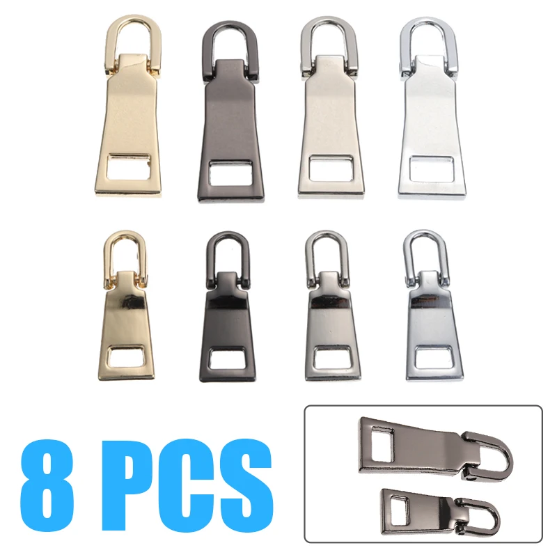 

8Pcs Zipper Pull Fixer Replacement #3 #5 Fashion Zipper Pullers Zipper Repair Kits for Clothes Bags DIY Craft