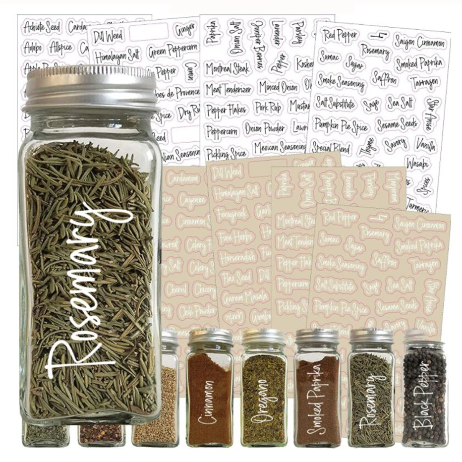 8 листов этикетка наклейки Кухня Черный и белый кладовая Бланки для банка специй