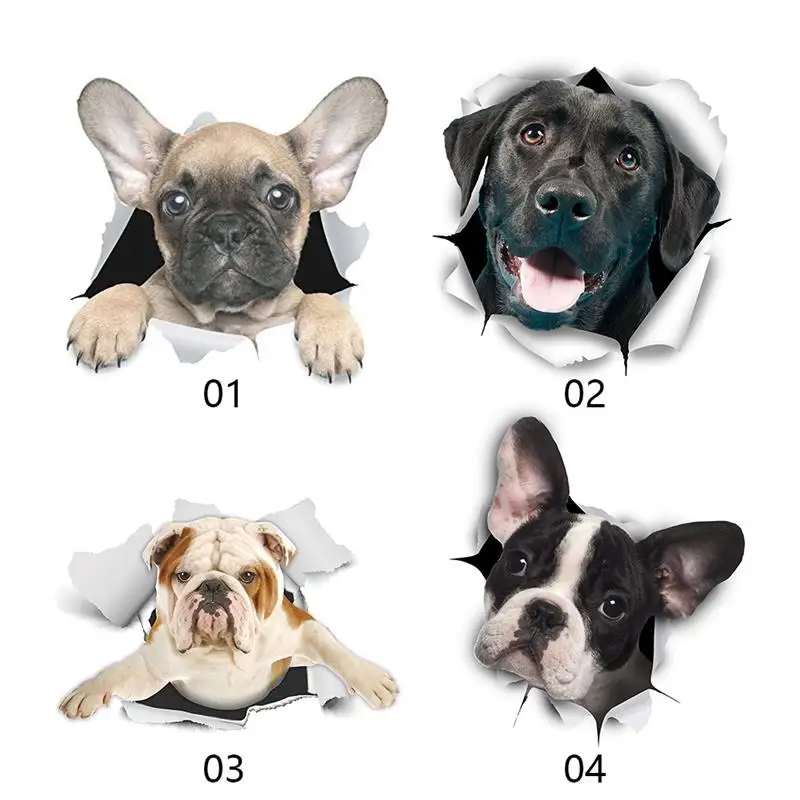 3D Наклейка на стену в виде кошки собаки с яркими отверстиями украшение для ванной