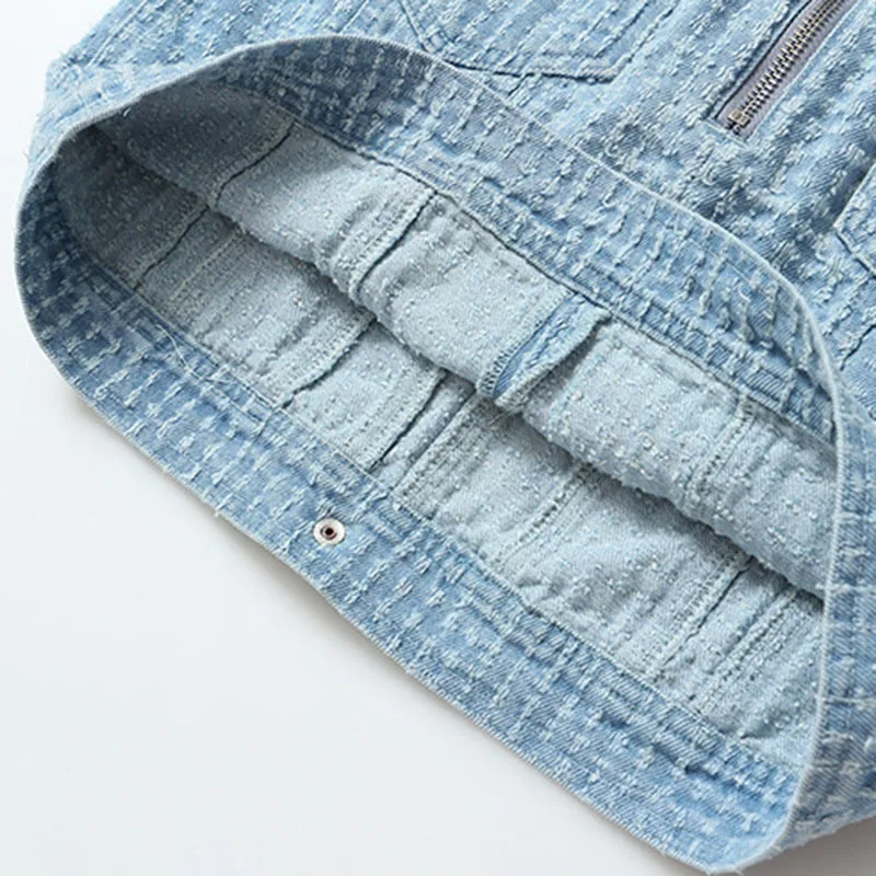 

DEAT High Elastic Waist Half-body Light Blue Vintage Above Knee Denim Skirt Women Fashion Tide New Spring Autumn 2021 GX235