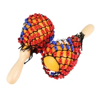 1 pair beads net wooden sand hammer hand tambourine percussion instrument for children