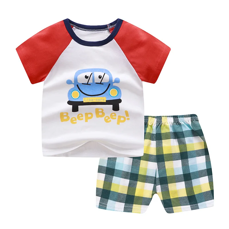 

Summer Baby Boys Girls Clothing Sets Cotton Cartoon Short Sleeve T-shirts+Shorts Suit Children's Clothing Kids Casual Tracksuits