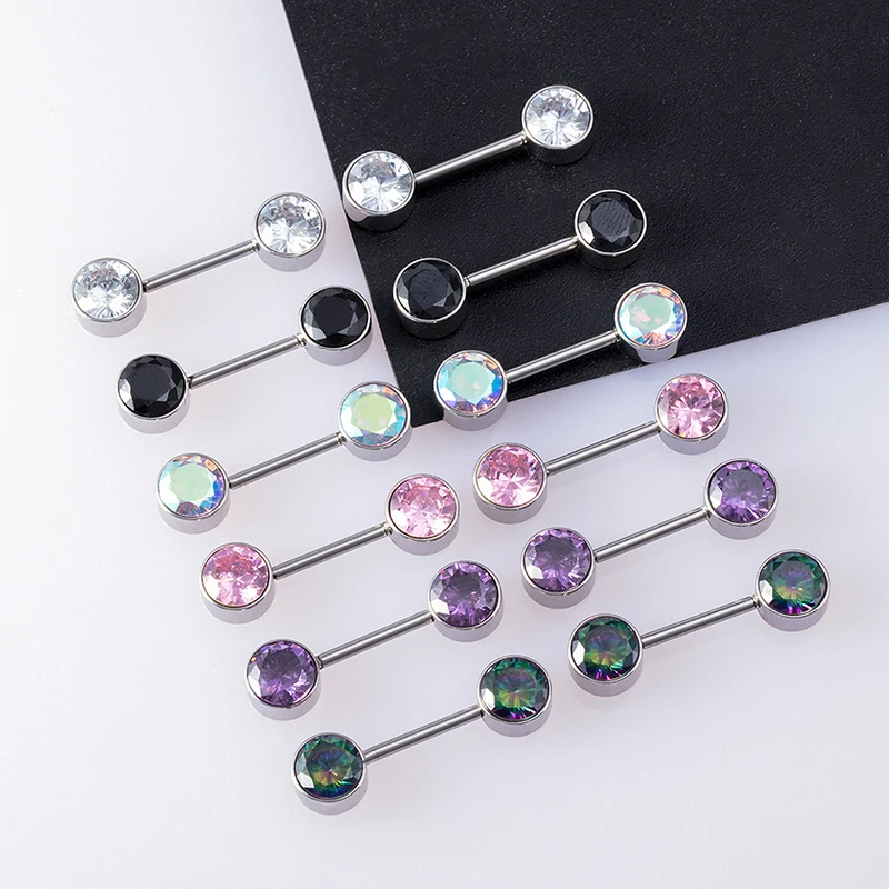 

1Pair Nipple Piercing Bar Zircon Nipple Ring Crystal Breast Shield Stainless Steel Barbell Stud for Women Sexy Body Jewelry 14G