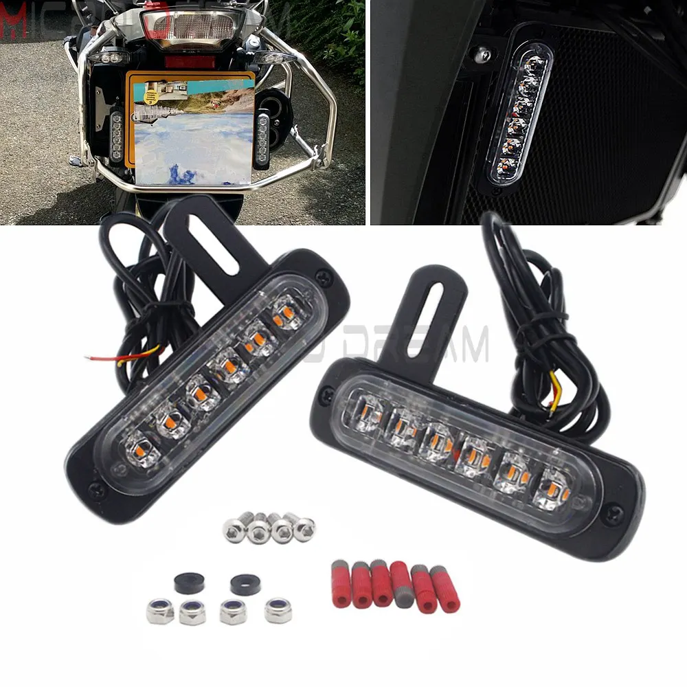

Motorcycle Taillights Amber LED License Plate Auxiliary Light for Harley Cafe Racer Bobber Turn Signal Rear Lamp Warning Lights
