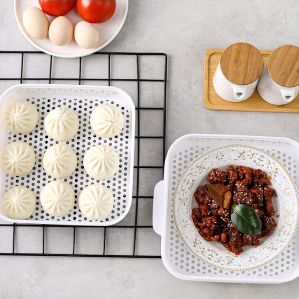 

Microwave Oven Steamer Cook Container with Lid Plastic for Steamed Bread Fish Vegetable Dumpling Kitchen Utensil