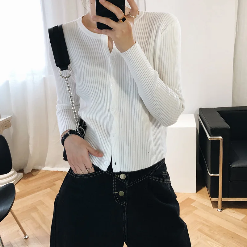 

Short Knit Cardigan Women's Long Sleeve Spring and Autumn New Style with Thin Net Red Sweater Jacket