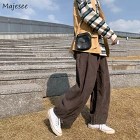 pants men corduroy leisure solid mopping baggy fall retro vintage simple all match cargo trousers ins korean style trendy new
