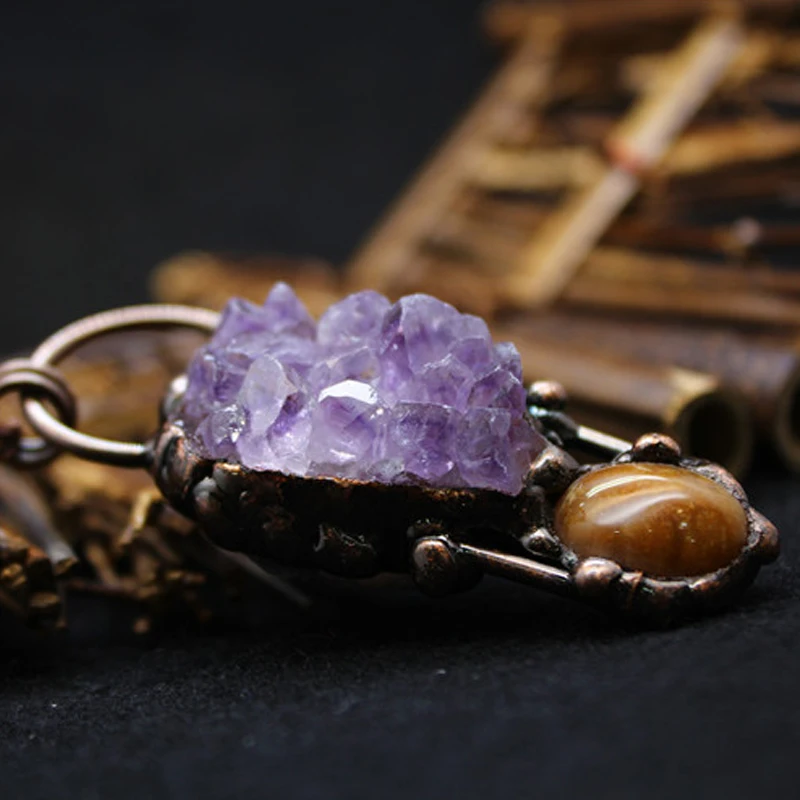 Новое поступление 2021 цепочка с подвеской из натурального аметиста | Ожерелья