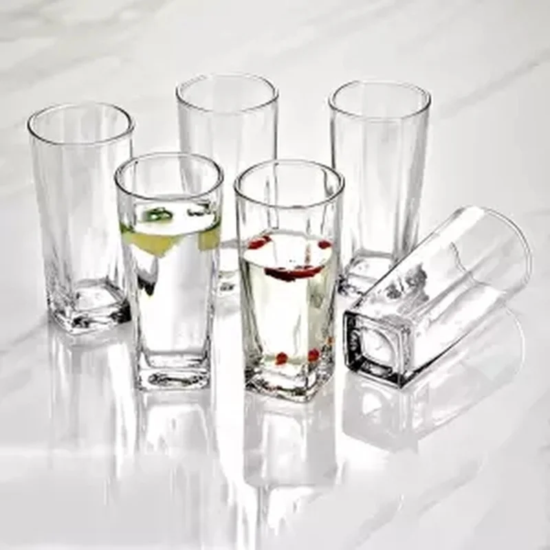 Бытовая стеклянная чашка в комплекте чайная бокал для вина молока термостойкая