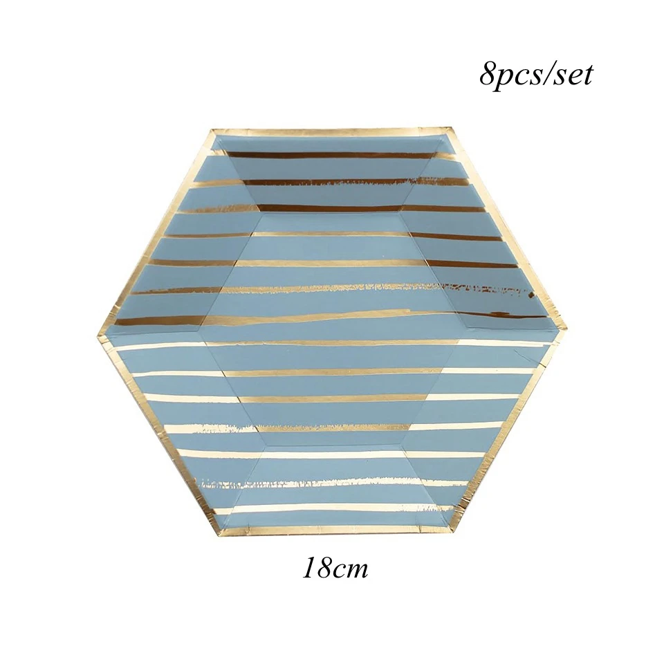 8pcs plate S 1 Набор, зеленые чернила, одноразовая посуда, Розовая позолота, бумажные тарелки/салфетки, декор стола для свадьбы, посуда для вечеринки в честь Дня Рождения, принадлежности - Цвет: 8pcs plate S