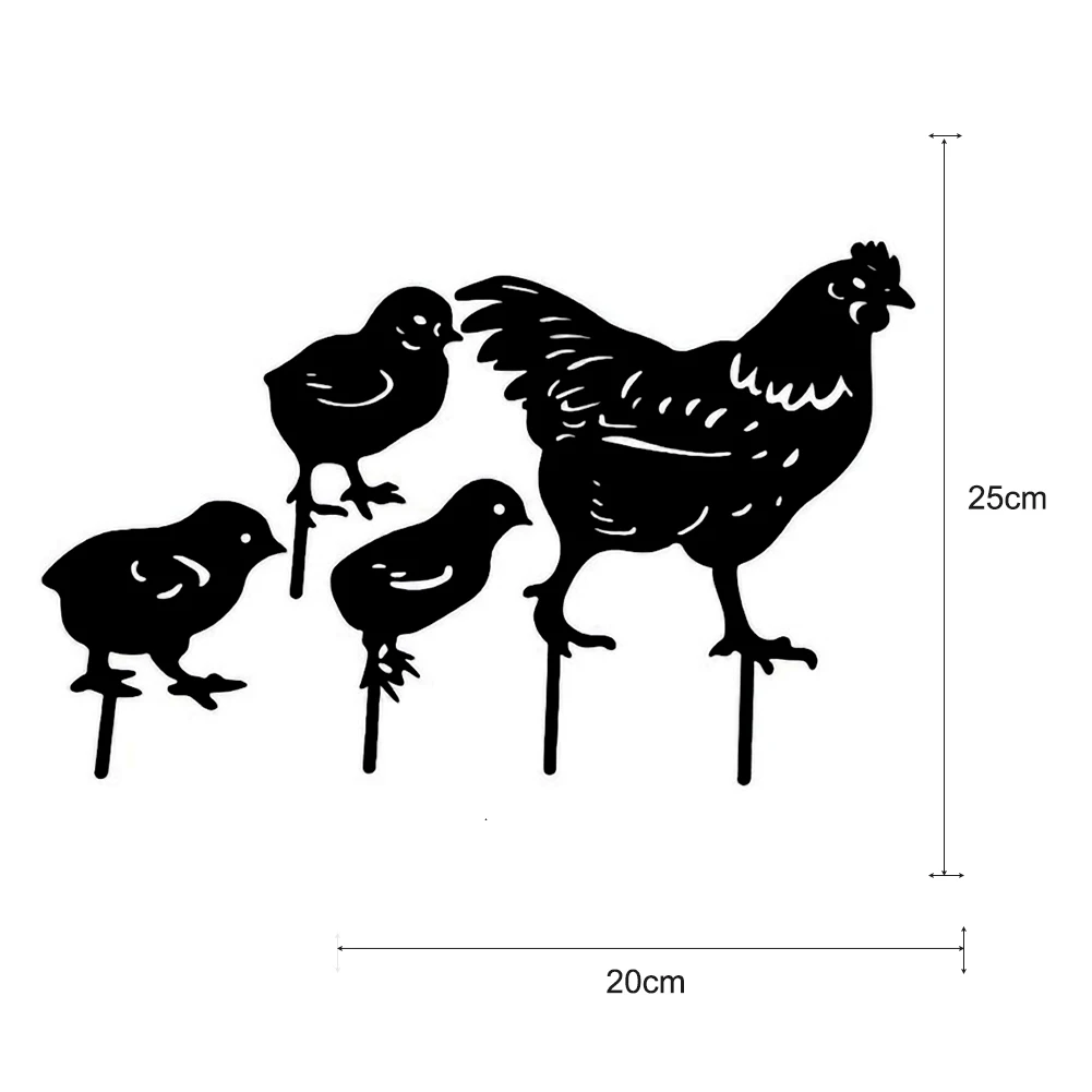 

Chicken Ornaments Garden Simulation Chicken Hollow Silhouette Lawn Stakes Yard Art For Home Outdoor Garden Backyard Decorations
