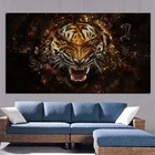 Картина маслом на холсте с изображением тигра и животных