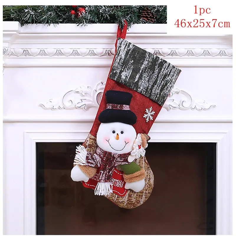 1pc 46x25x7cm Рождественские чулки, носки, кошка, собака, лось, Navidad, год, мешок для конфет Рождество, украшения, рождественские елки, вечерние подарочные сумки для детей - Цвет: 1pc 46x25x7cm