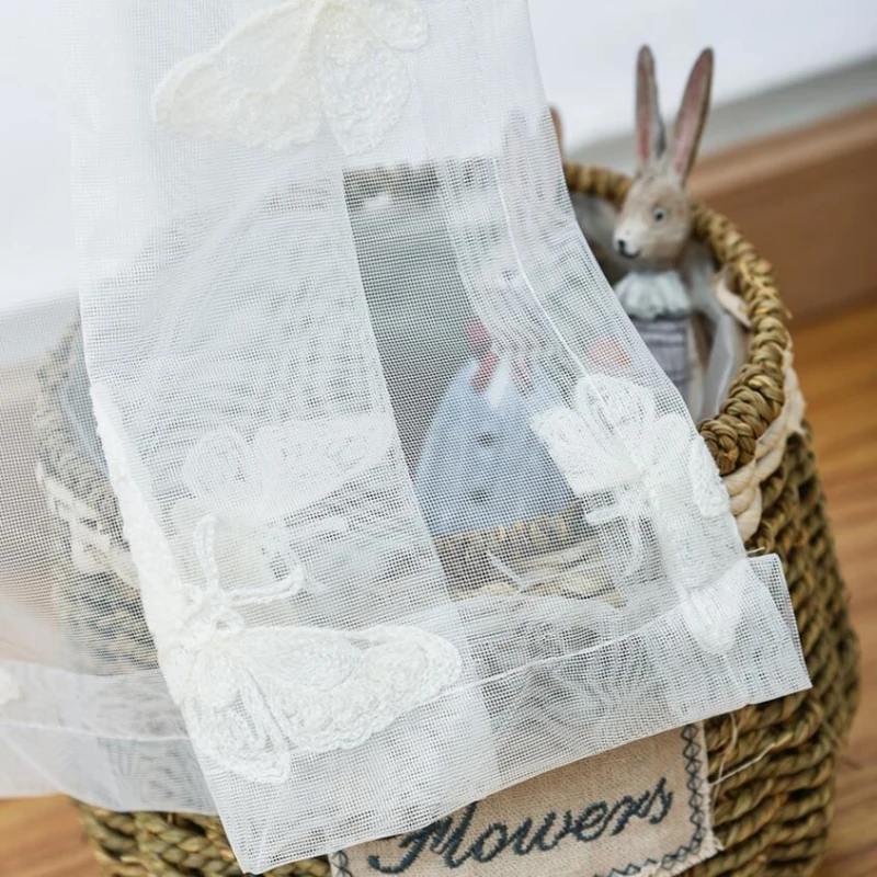 Занавески из вуали с вышивкой прозрачные белые занавески чистой сетки бабочками