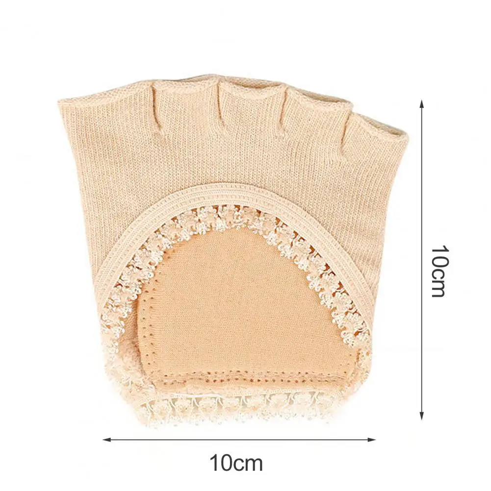 1Pair Five-finger Pad Shock-absorbing Sweat-absorbent Cotton Open Toe Boat Socks for High-heeled Shoes Forefoot Pads Foot Care