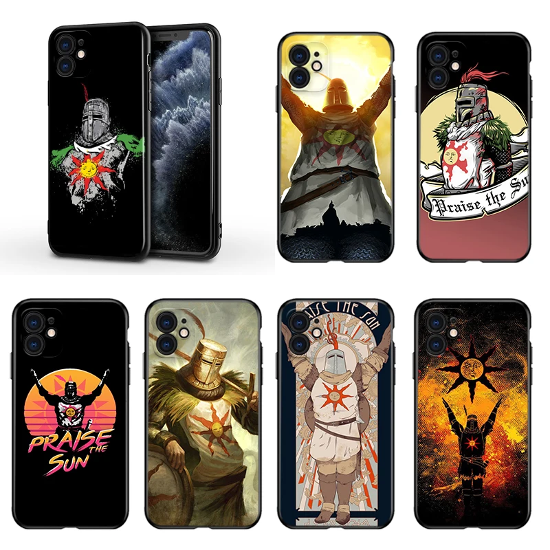 

Praise the Sun Dark Souls For Apple iPhone 13 12 11 Mini XS XR X Pro MAX SE 2020 8 7 6 5 5S Plus Black Silicone Phone Case