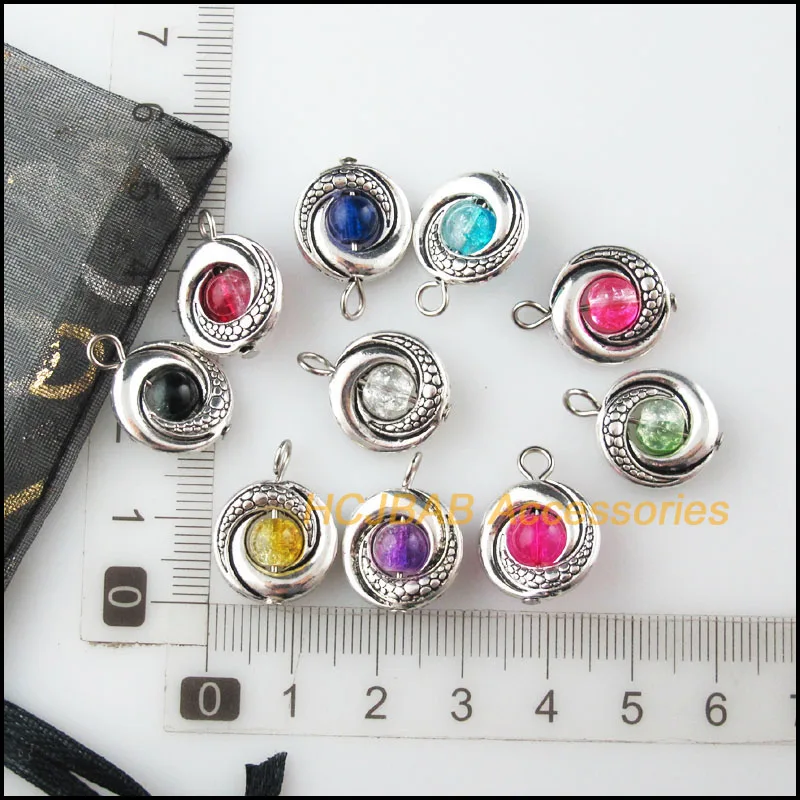 10 шт. тибетские Серебряные Круглые Подвески 15x19 мм