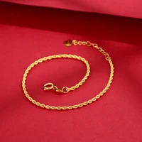 Real 18K Gold Twisted Chain Bracelet Female Au750 Adjustable Length Bracelet Hemp Rope Chain Simple Fashion Style Gold Jewelry