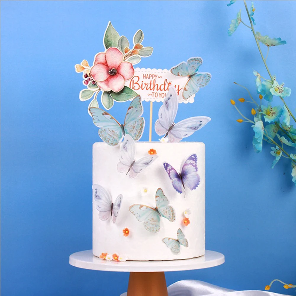 

5 шт./упак. бабочка Форма бумажный Топпер на торт для Свадебная вечеринка День рождения кекс украшения торта