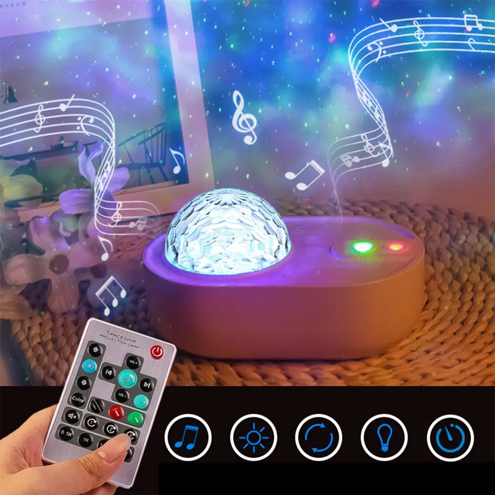 

New Colorful Starry Sky Galaxy Romantic Projector Light with Remote Control Bluetooth Music Player LED Night Lamp Gift Decor