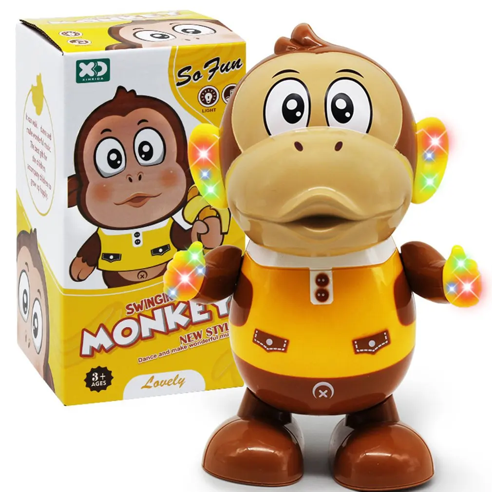 

1Pcs Singing Dancing Swinging Cartoon monkey Toy Electric LED Light Music Robot Children Entertainment Toy#G4